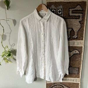 Y2K Liz Claiborne white linen button up shirt